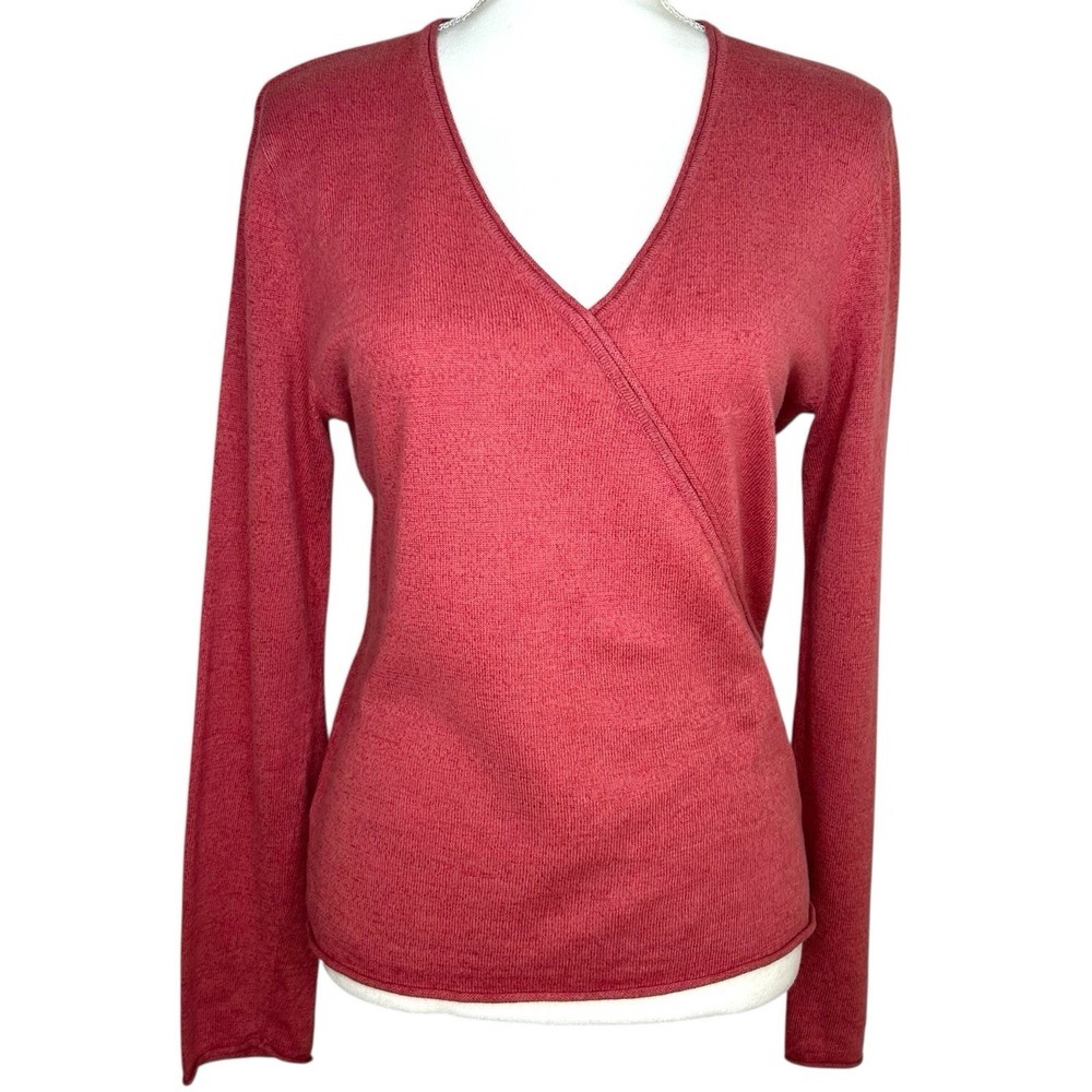 Aigle Faux‎ Wrap Jumper Sweater Women's 40 Medium Salmon Long Sleeve Missing Tie